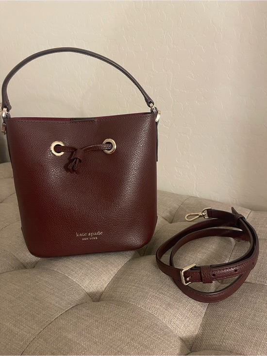 kate spade Handbags - kate spade Burgundy Pebbled Leather Bucket Shoulder Bag